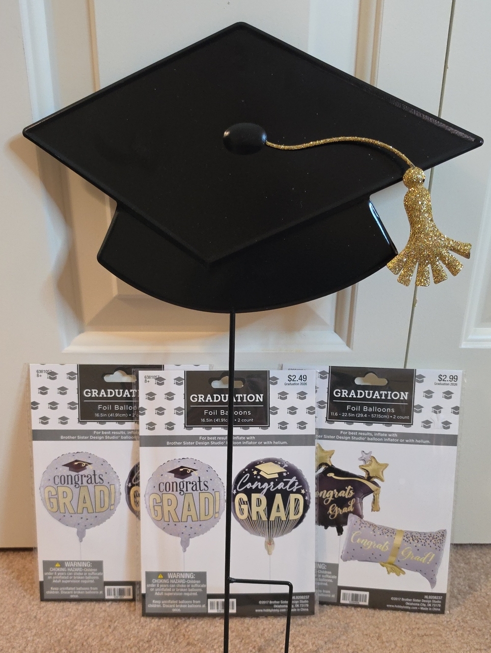 Hobby Lobby Black Graduation Cap Party Decorations.